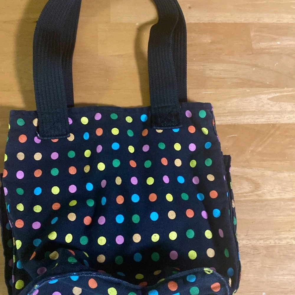 Roxy Black Multi Color Polka Dots Tote Bag great condition